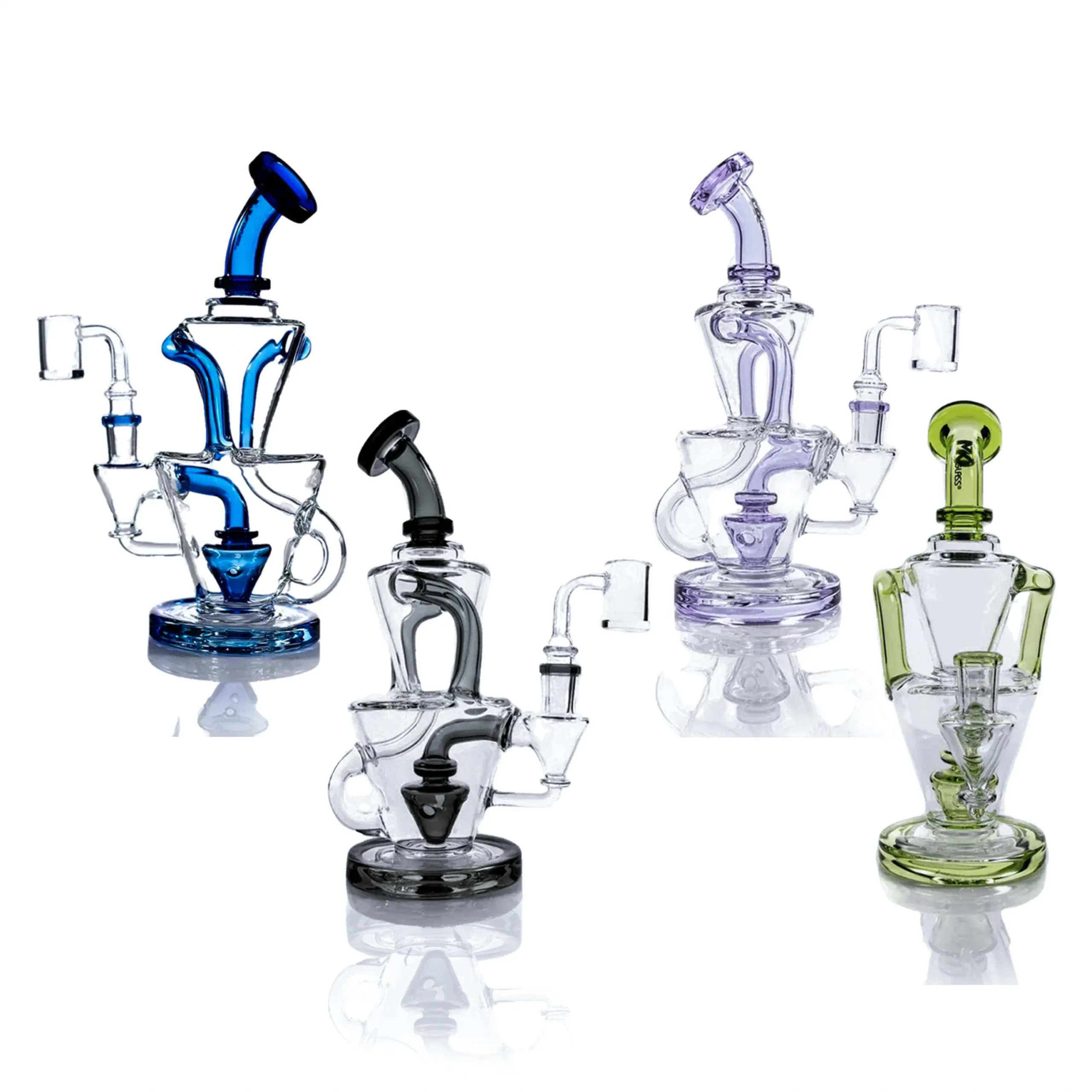 Wholesale 10 Inline Recycler Hookah With Quartz Nail Heady Vortex