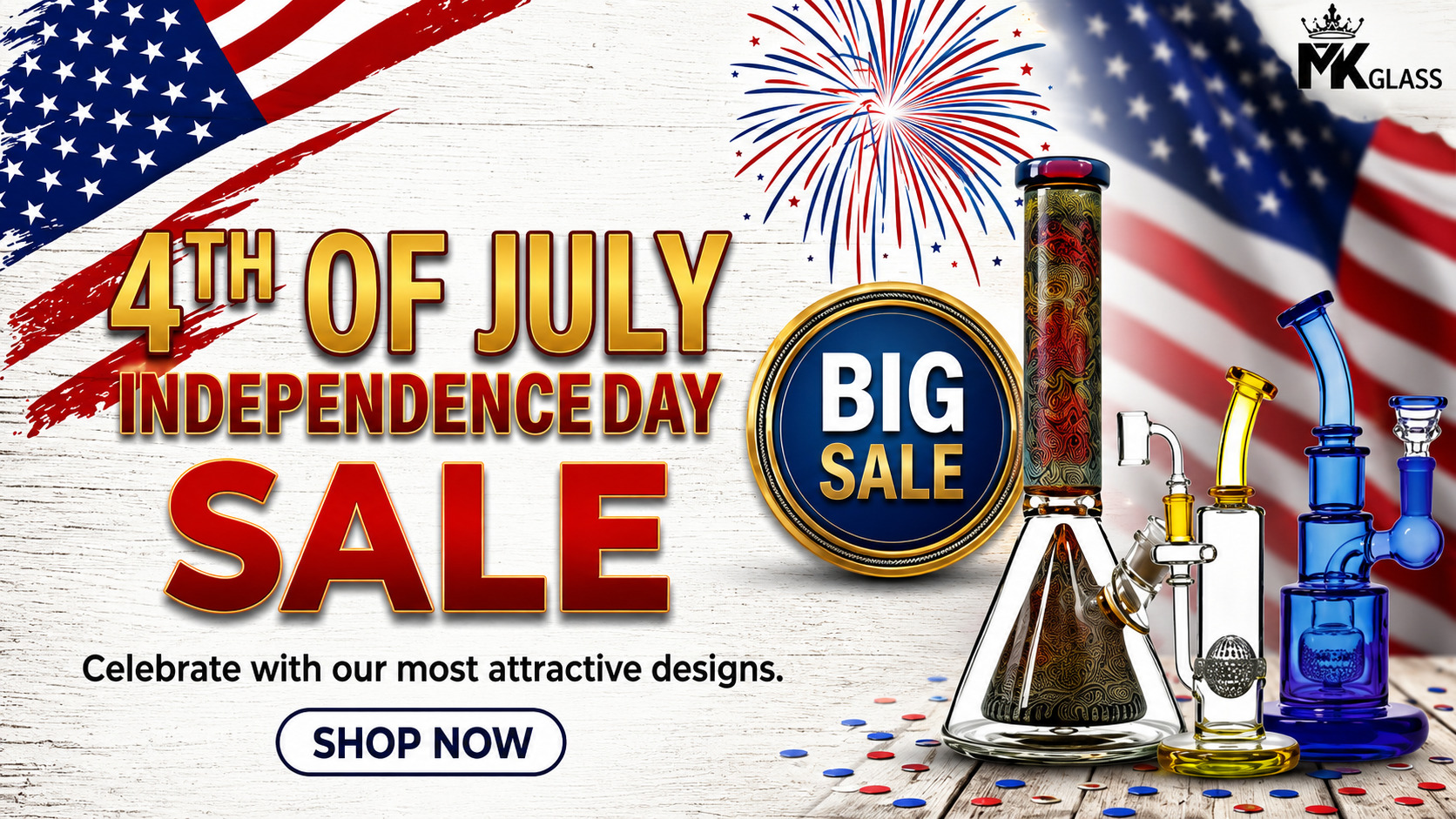 MK100 Glass Fourth of July Sale