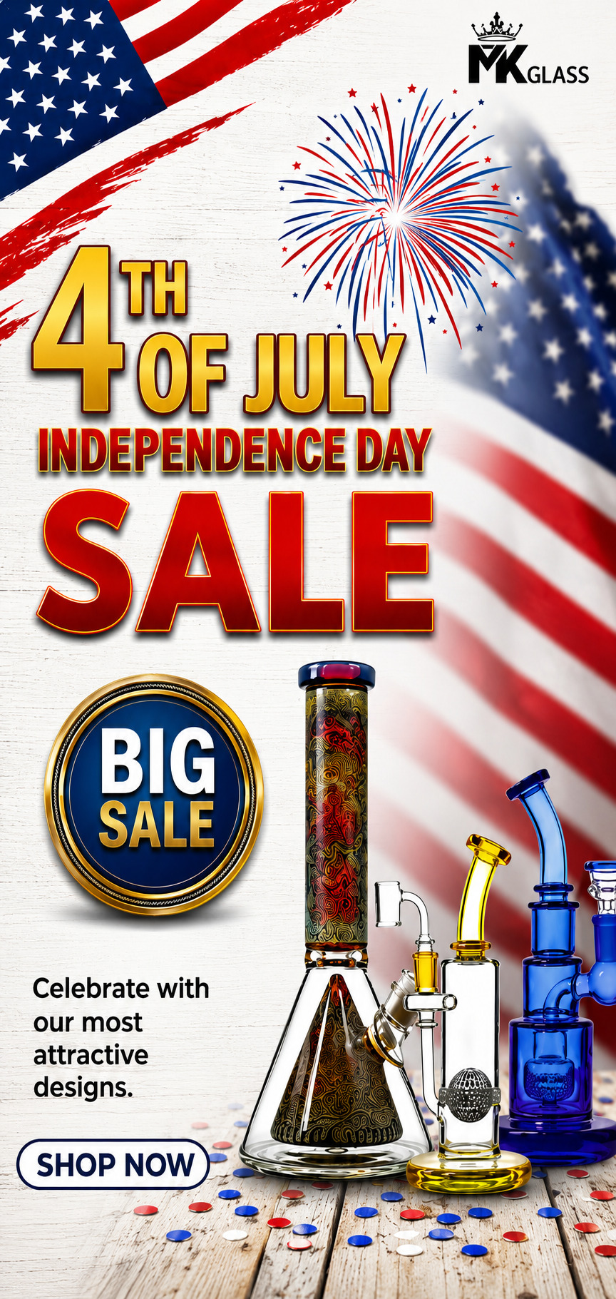 MK100 Glass Fourth of July Sale