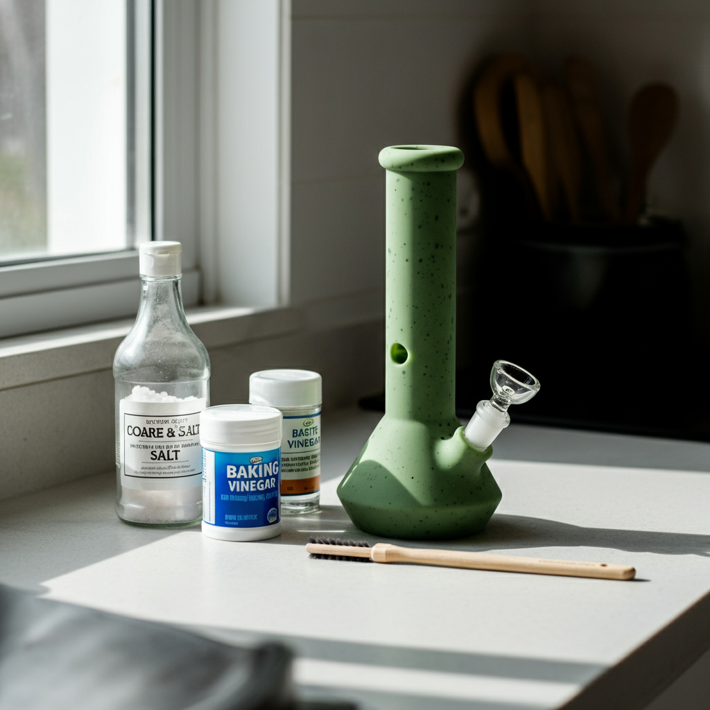 A bong with some household item for cleaning