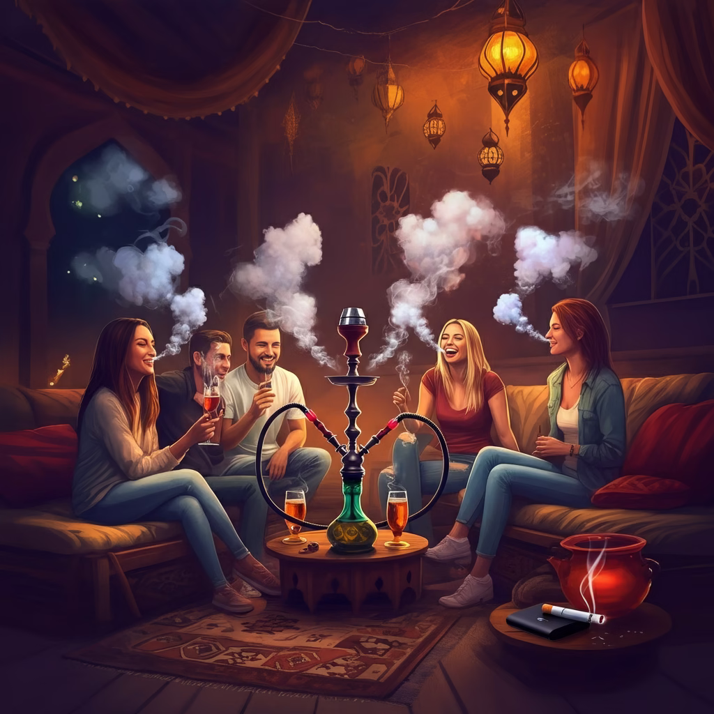5 people smoking sisa